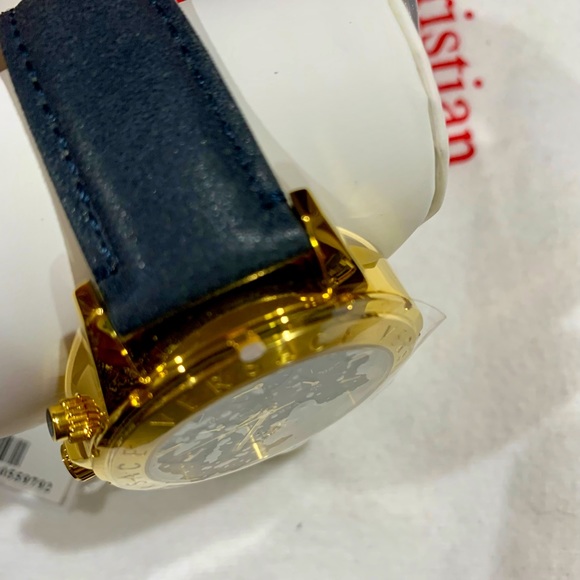 🔥Versace Luxury! Real Gold Plated Chronograph Leather Strap Watch - Picture 4 of 10